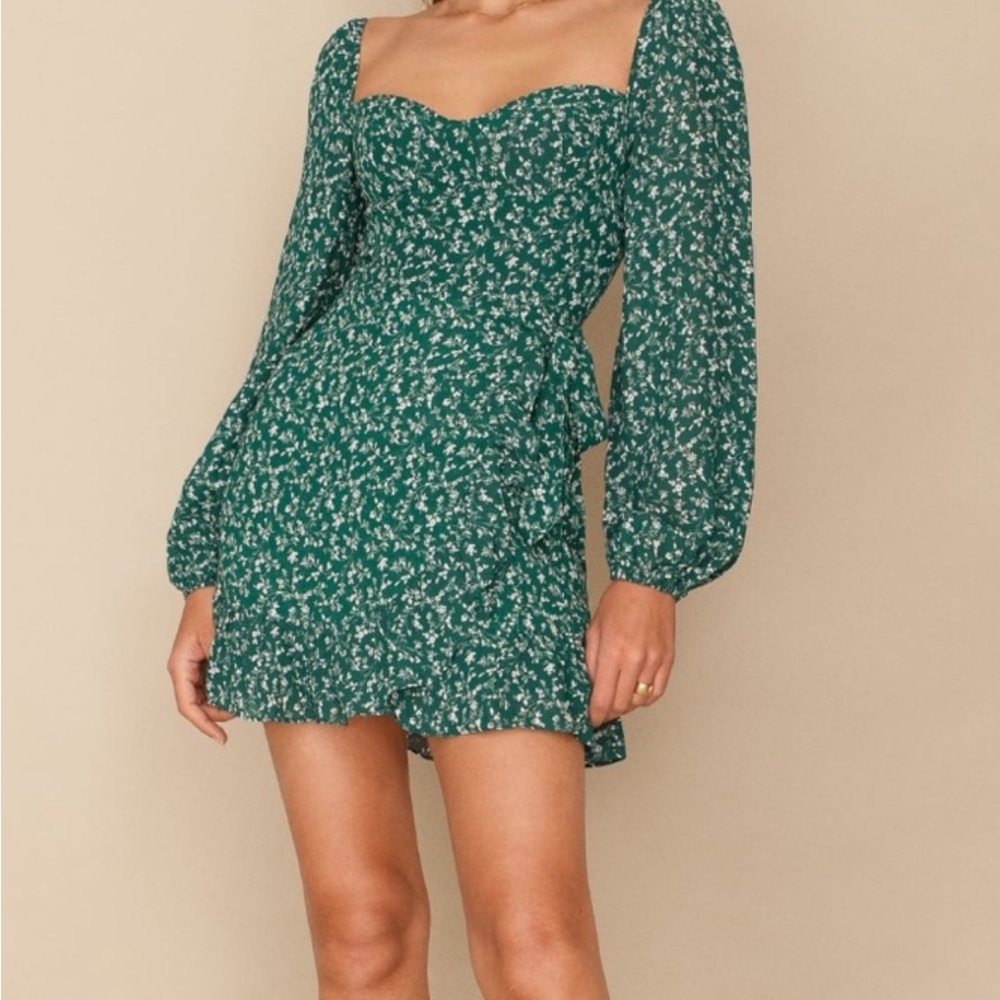 Reformation Green Floral Dress